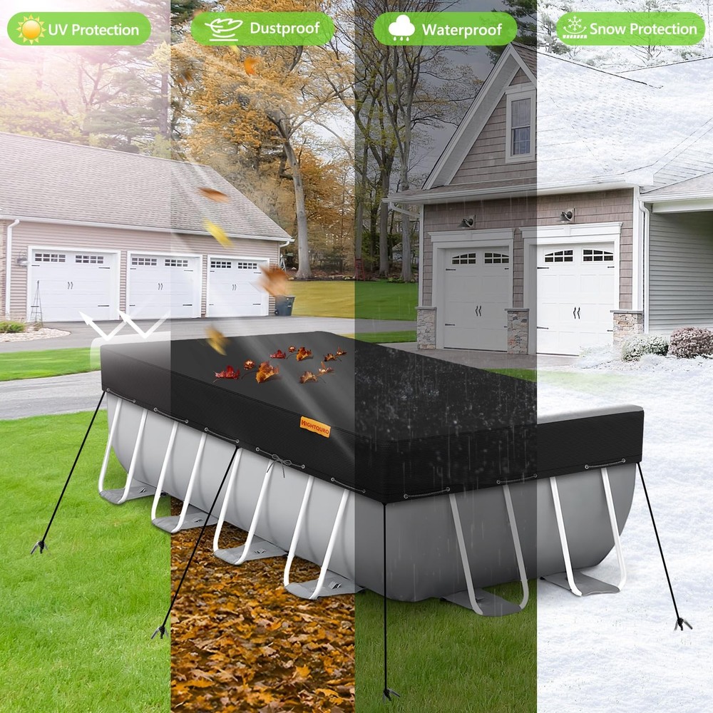 HIGHTQURO Rectangular Pool Cover for Above Ground Pools,Solar Oval Pool Cover...