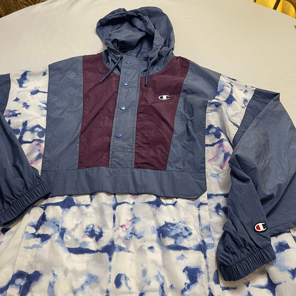 Champion Tie Dye Windbreaker Pullover Size Large
