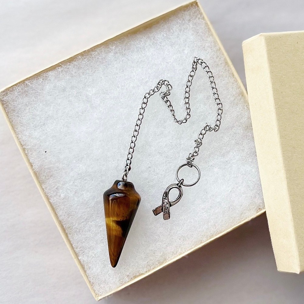 Tigers Eye Pendulum Hope Charm Gemstone Divination Dowsing