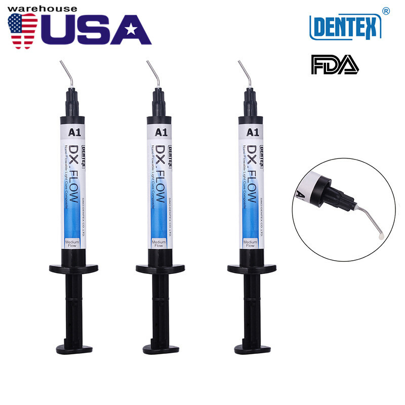 Dental DENTEX Flowable Medium Flow Light Cure Composite Shade A1 DX Flow