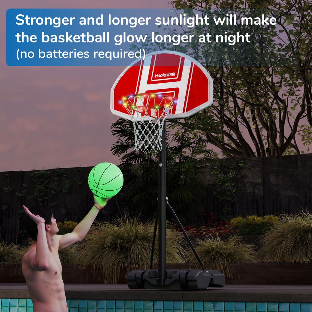 Pool Side Basketball Hoop Adjustable Height LED String Light Swimming Pool Game