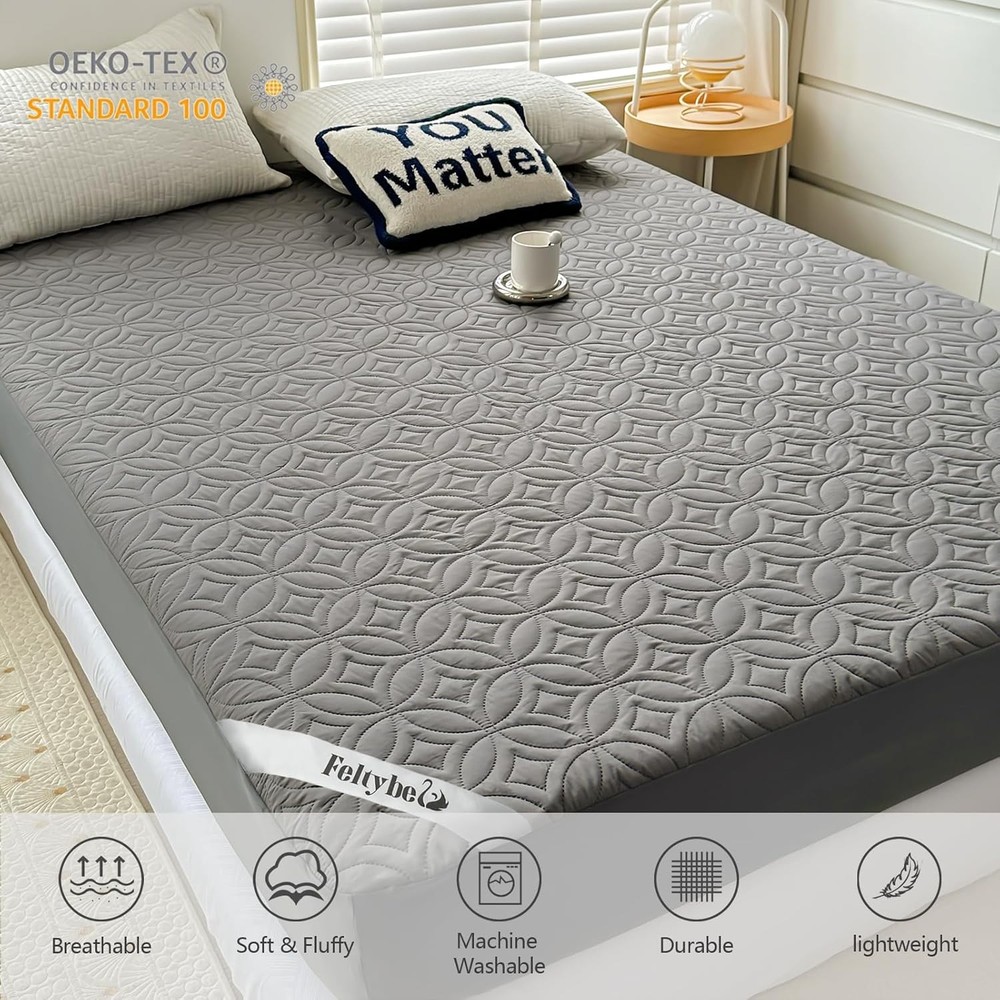 Full Size 54"x75" Waterproof Mattress Protector, Soft Bed Grey