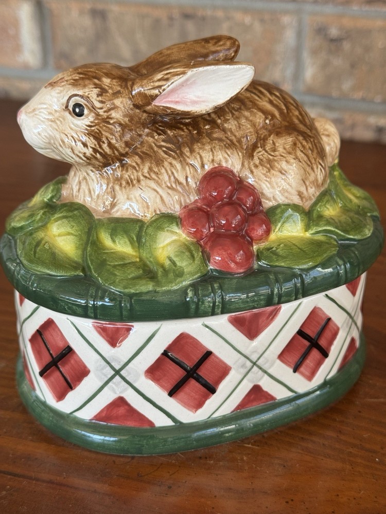 Noritake Royal Hunt Rabbit Candy Box Bunny Easter Trinket Dish Ceramic