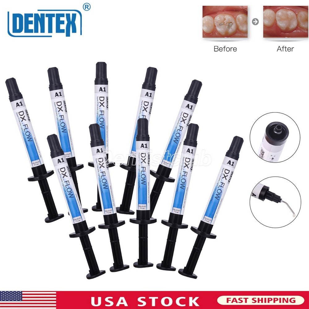 5x DX.FLOW Dental Flowable Light Cure Composite Resin Medium Flow A1 3g/Syringe