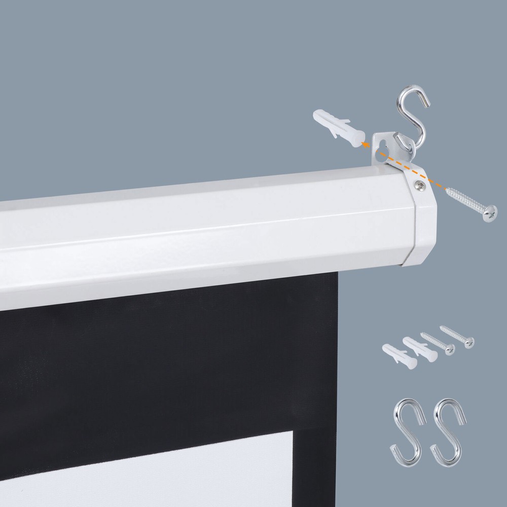 80" Manual Pull Down Projector Screen Wall & Ceiling Mounted HD Screens Portable