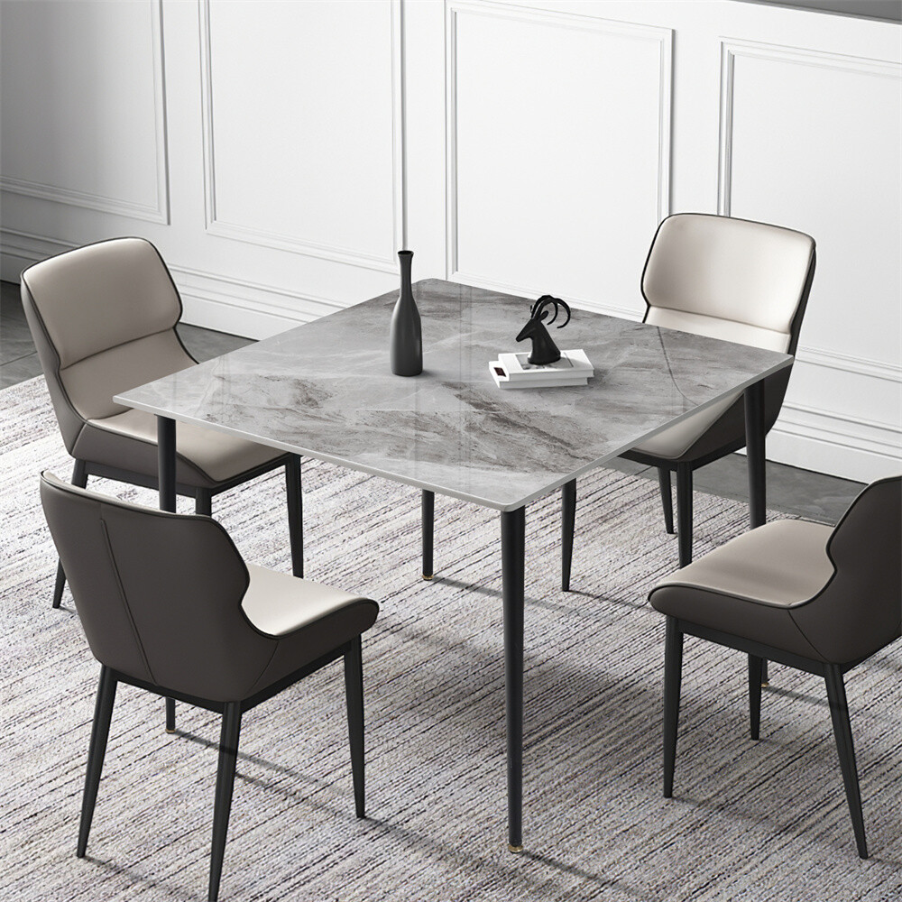Large Dining Table For 4-6 People Modern High Gloss Sintered Stone Table Kitchen