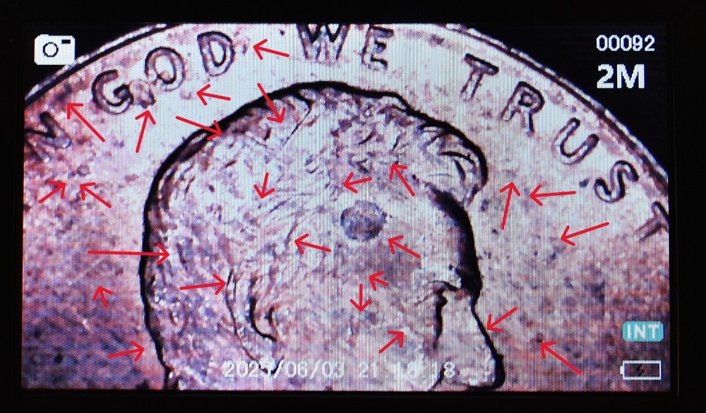 2001 Penny Multi Strike Error Double Die, Die Cracks, Initials Obscured