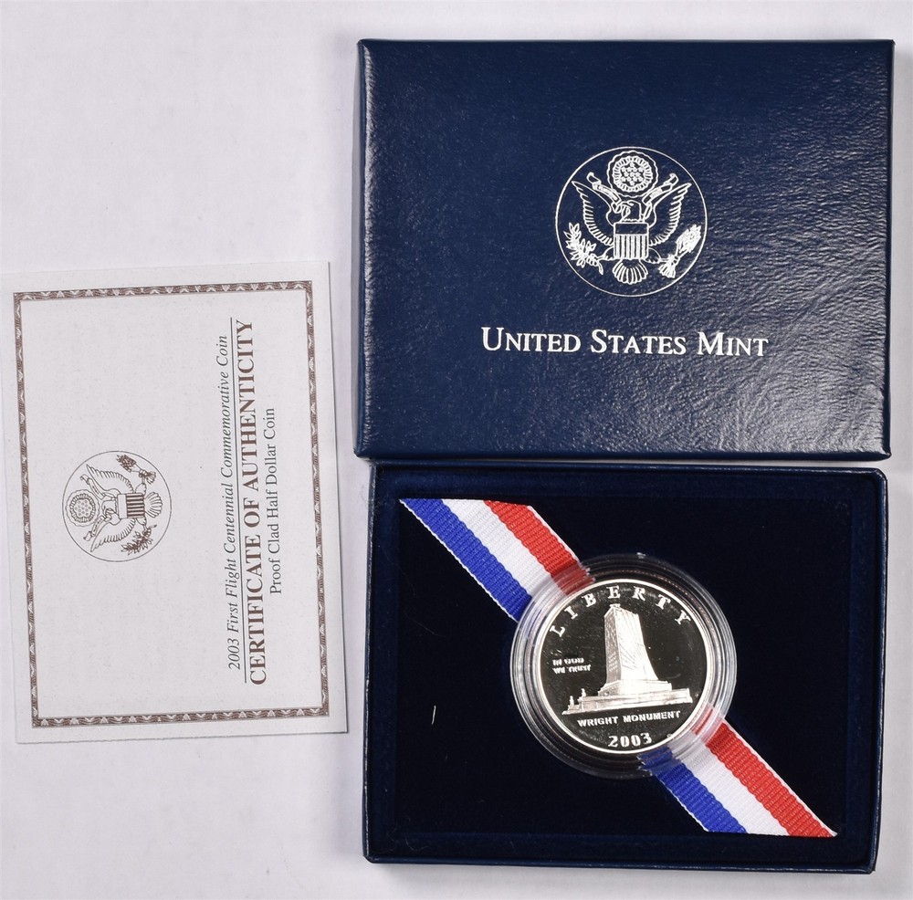 2003 First Flight Clad Commemorative Half Dollar - Proof With Box & COA