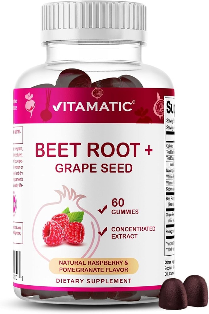 Vitatic Beet Root Gummies with B6, B12, Grape , Pomegranate &
