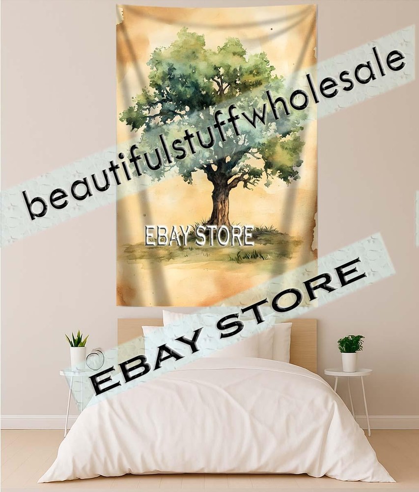 Single Tree Tapestry Nature Study minimal forest art backdrop 59X82 in