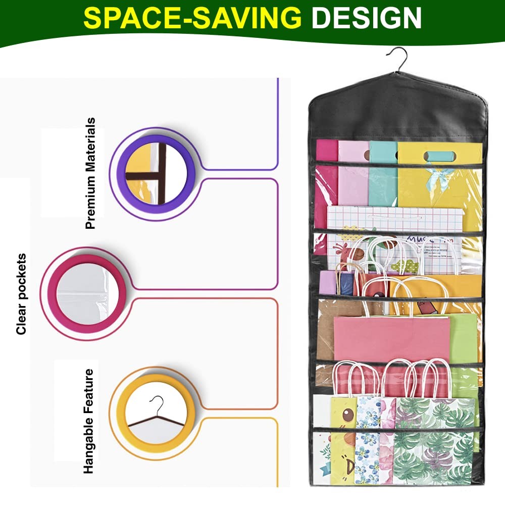 Hanging Double Sided Gift Bag Storage Organizer with Multiple Front and Back ...