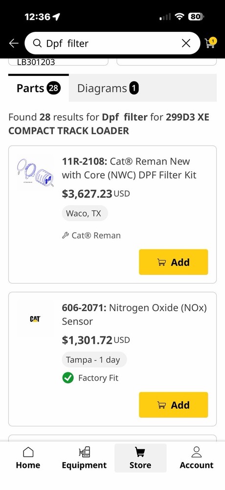 2022 Catterpillar 299d3xe Dpf Filter
