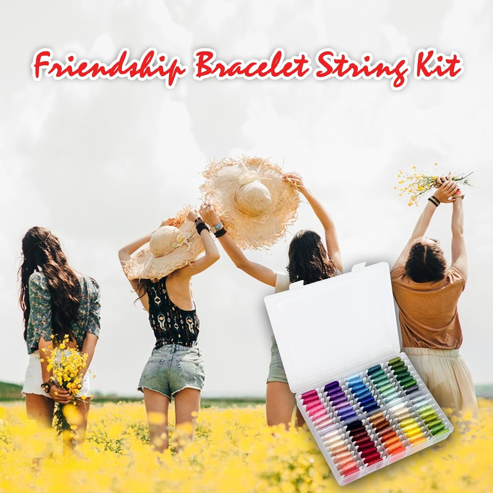 Friendship Bracelet String Kit String Bracelet Making Kit with 80 Skeins Embr...