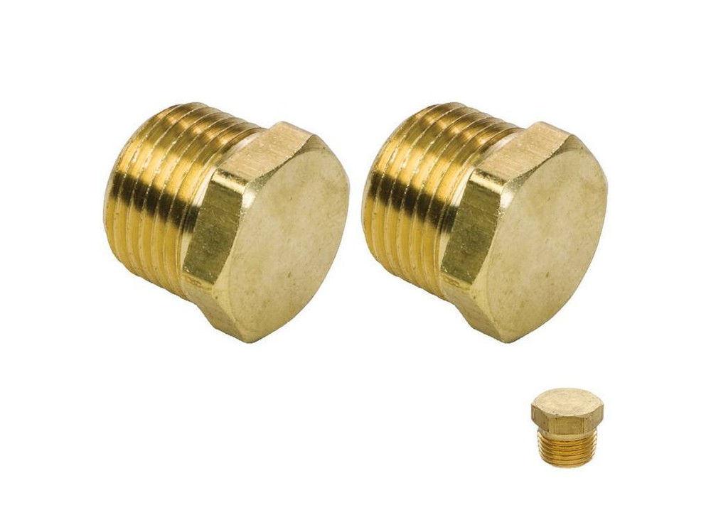 3/8" NPT Male Brass Hex Head Plug - 2 pack
