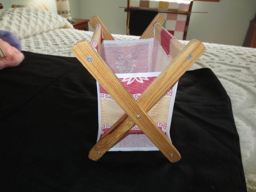 HANDMADE Wood Framed FABRIC Needlework Project 7.5"x 9"x3" STORAGE CONTAINER