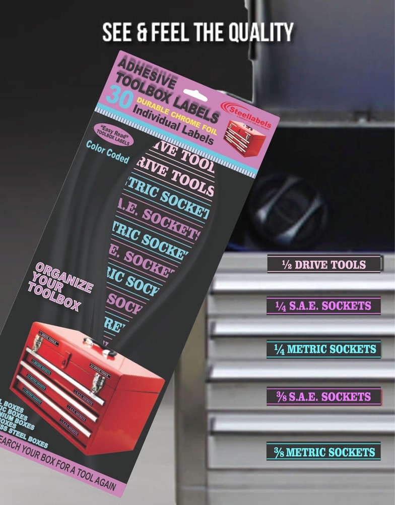 2 PACK Ladies Edition - Adhesive TOOLBOX LABELS Organize Wrenches & Tools