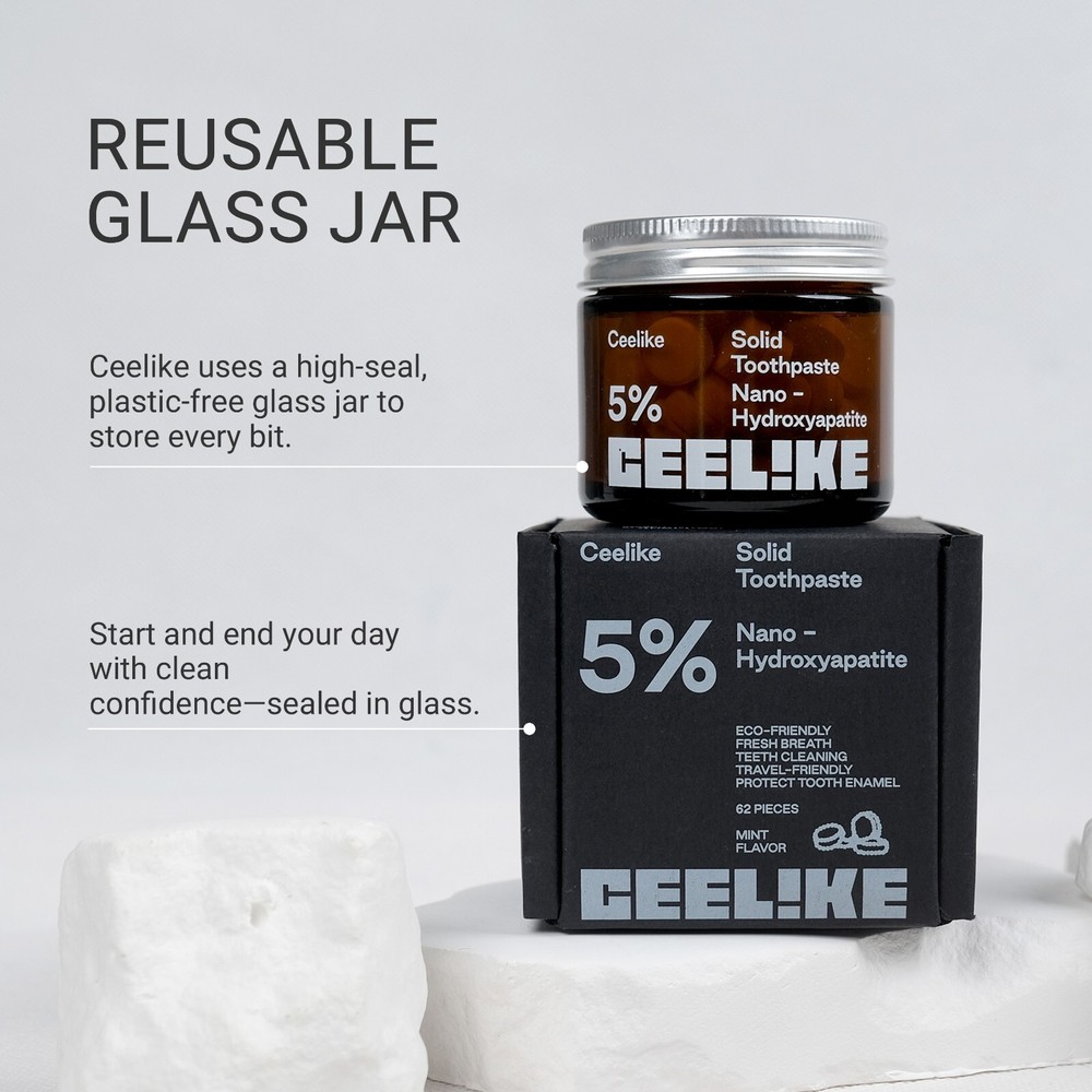 CEELIKE 5% Hydroxyapatite Solid Toothpaste - Enamel Strengthening - 186 Tablets