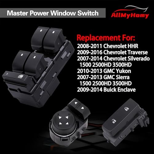 Driver Side Master Power Window Switch Set with Door Lock & Mirror Control for