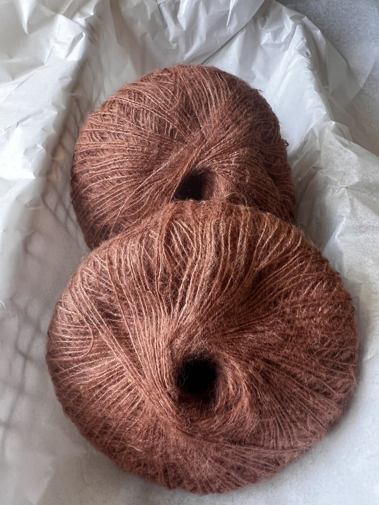 Mohair Silk Yarns Solid Brown Sugar -7 Skeins NEW