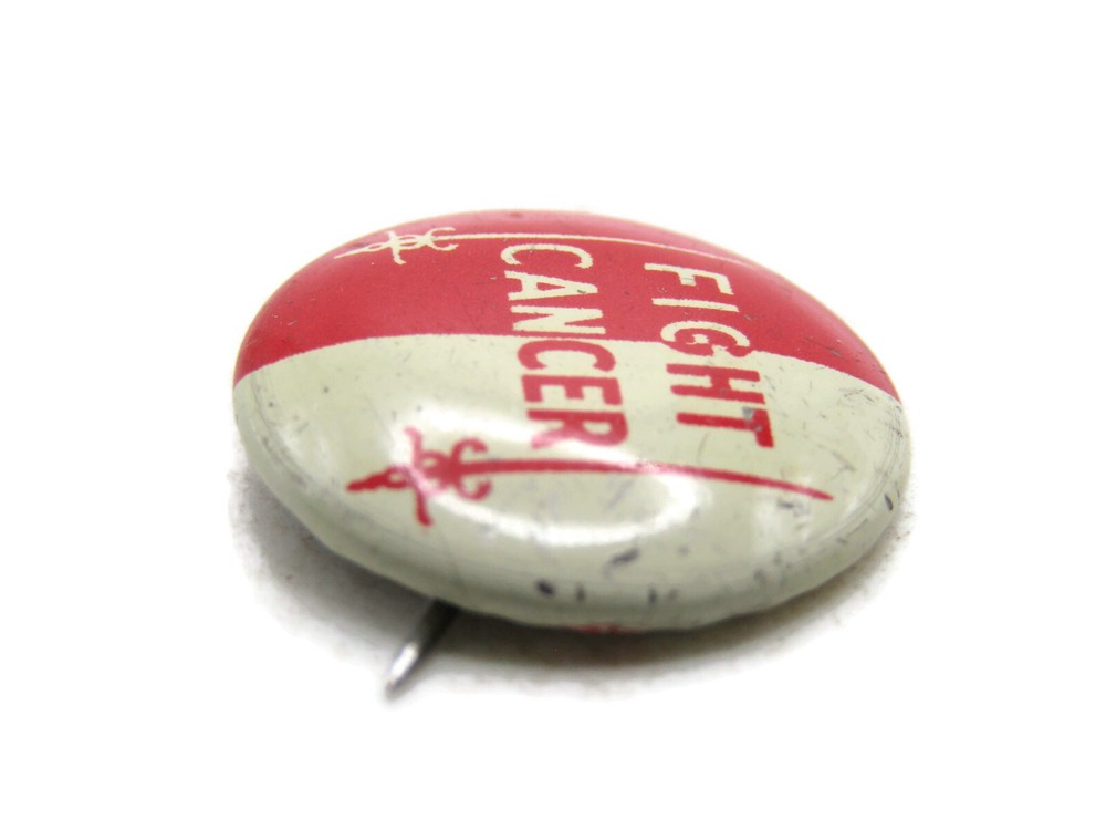 Vintage Fight Cancer Button Red & White