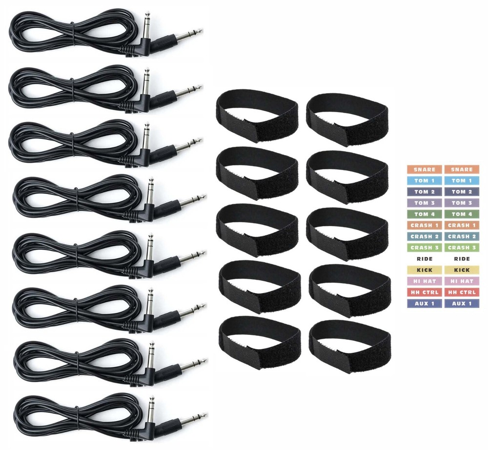 8 Cable Connection Kit for eDRUMin 8 MIDI Drum Trigger Interface