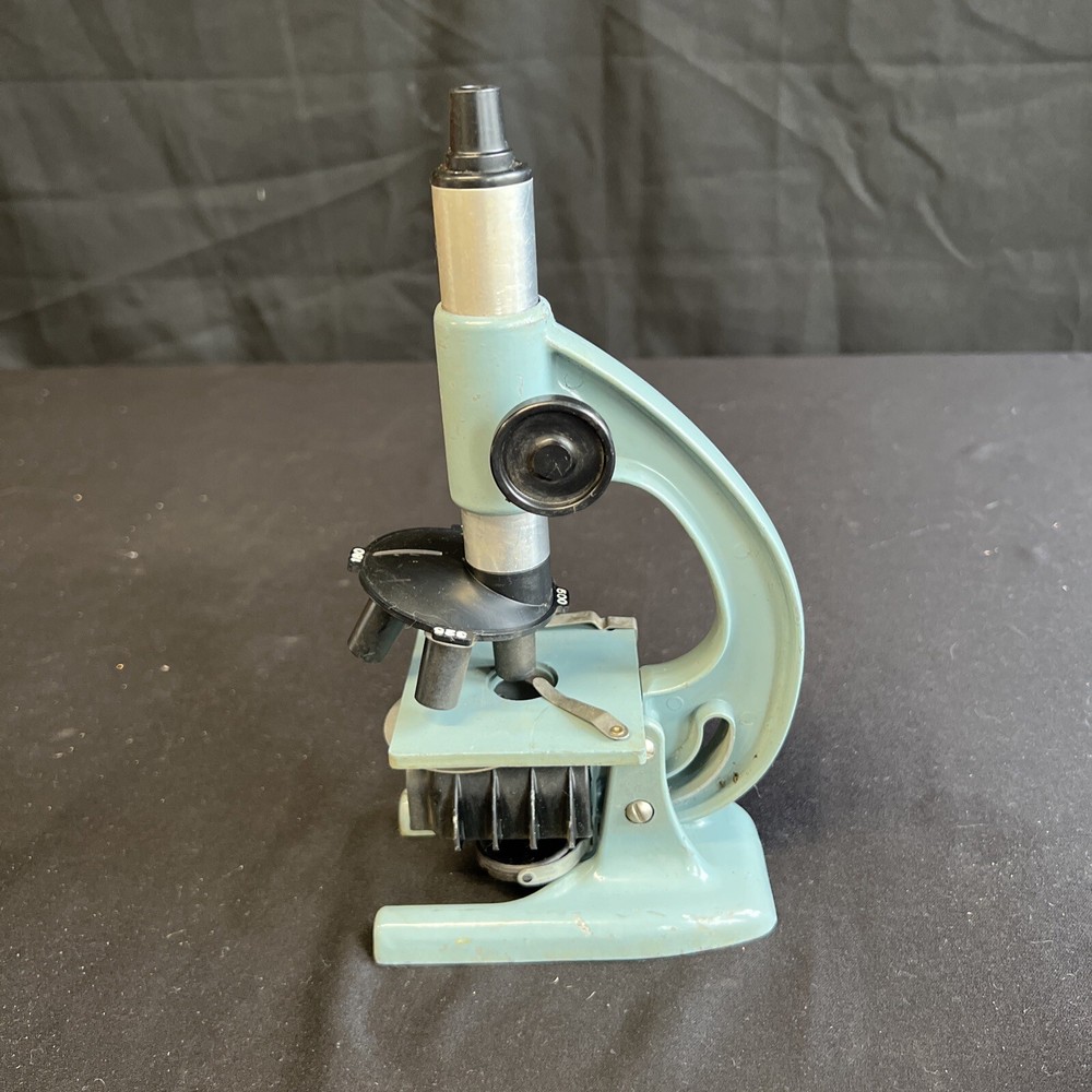 VTG 1960’s Porter Microcraft 264 Teal Science Lab Microscope w/ Case