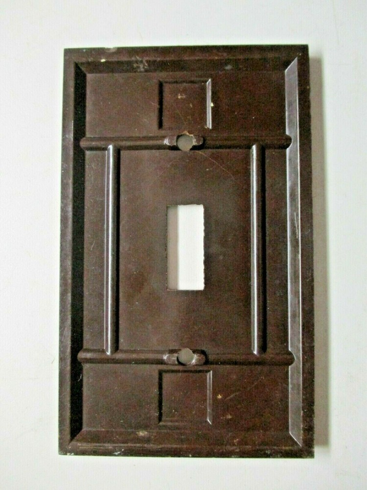 Snapit Dashed Fine Lines Brown Bakelite Textured Switch Wall Plate Cover Vtg MCM