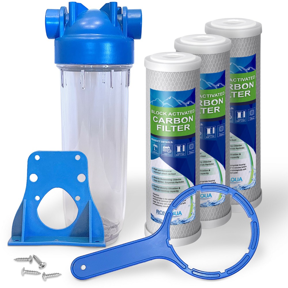 10" Clear Standard Whole House Water Filter System with Block Carbon Filter
