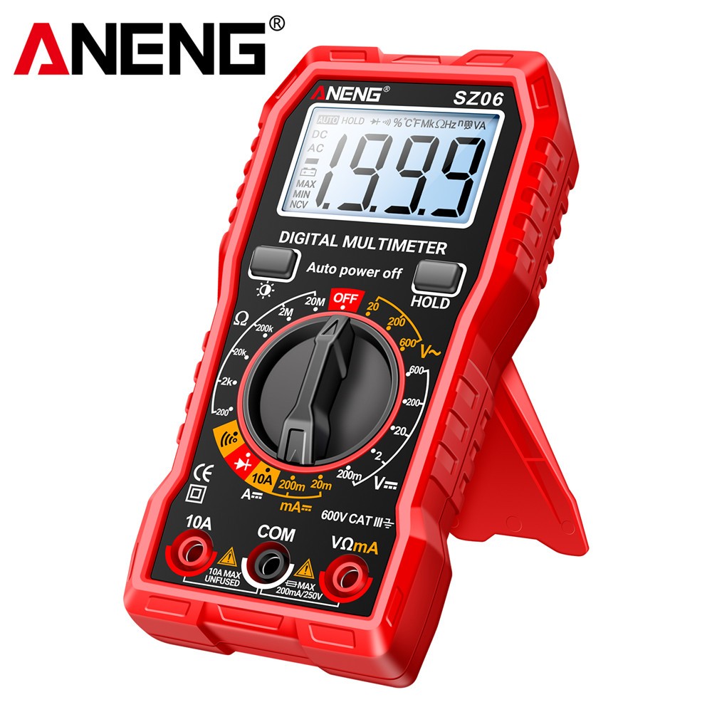 Digital Multimeter Voltmeter AC DC Volt Meter Ohmmeter Auto Range Tester Red