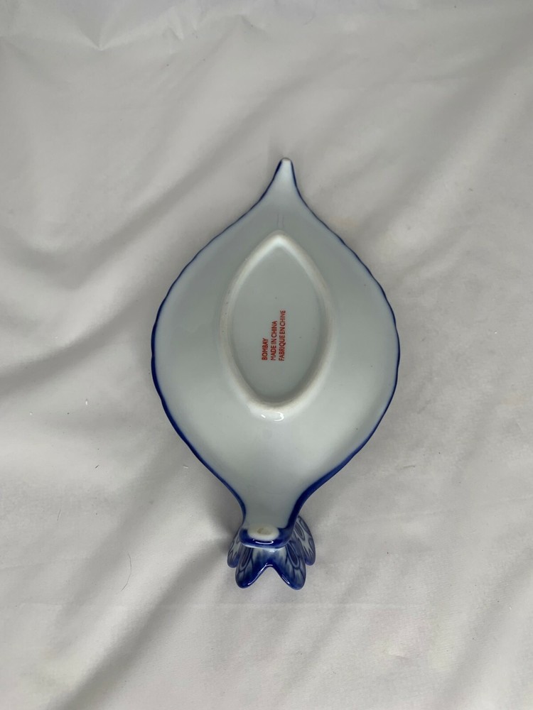 bombay co candy nut serving dish spoon rest leaf design butterfly handle