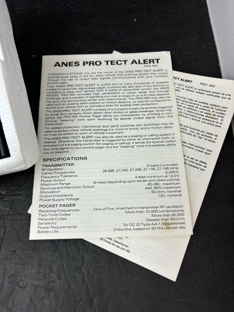 ANES Pro Tect Alert Paging Alarm System NEW OPEN BOX