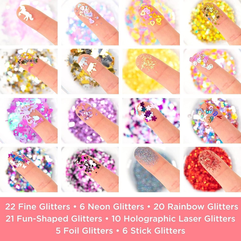 Sparkle & Shine: 90-Piece Assorted Glitter Pack for Crafts & DIY Projects