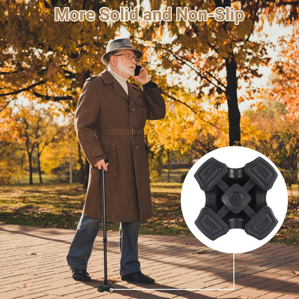 2 Pack Cane Tips for Stability, Self Standing Cane Base for Most Walking