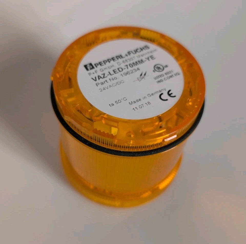 Pepperl & Fuchs Yellow LED Stack Light, VAZ-LED-70mm-YE, 24V