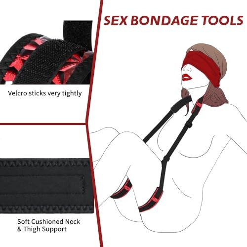 BDSM Bondage Restraint Kit with Inflatable Pillow, Handcuffs, Blindfold for