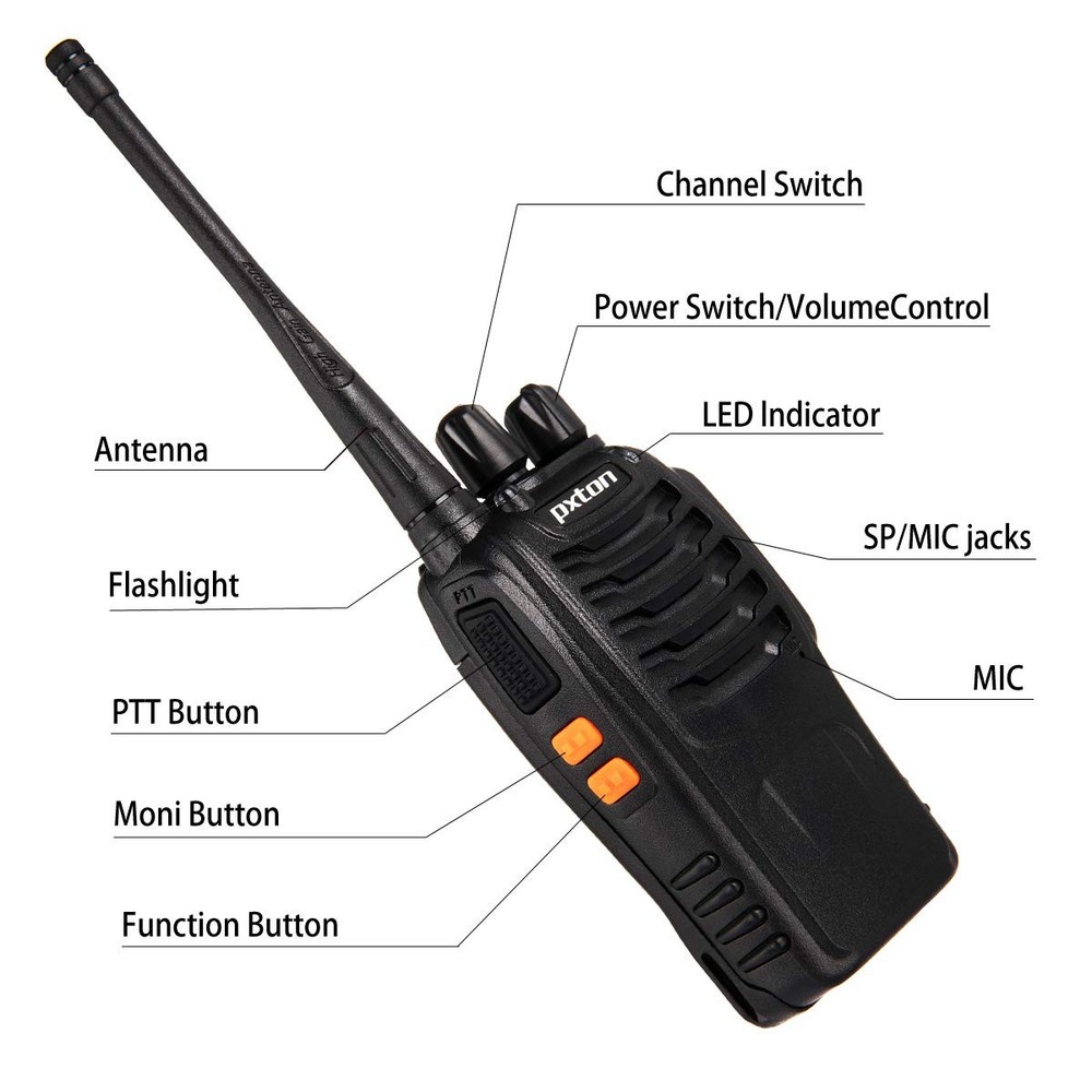 Long Range Rechargeable Two-Way Radios with Earpieces and Flashlight (2 Pack)