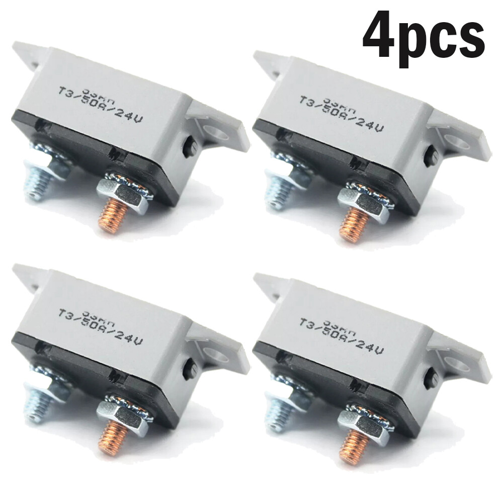 4PC 50A AMP 12V Circuit Breaker Stud Type Shortstop Fuse Automatic Auto Reset