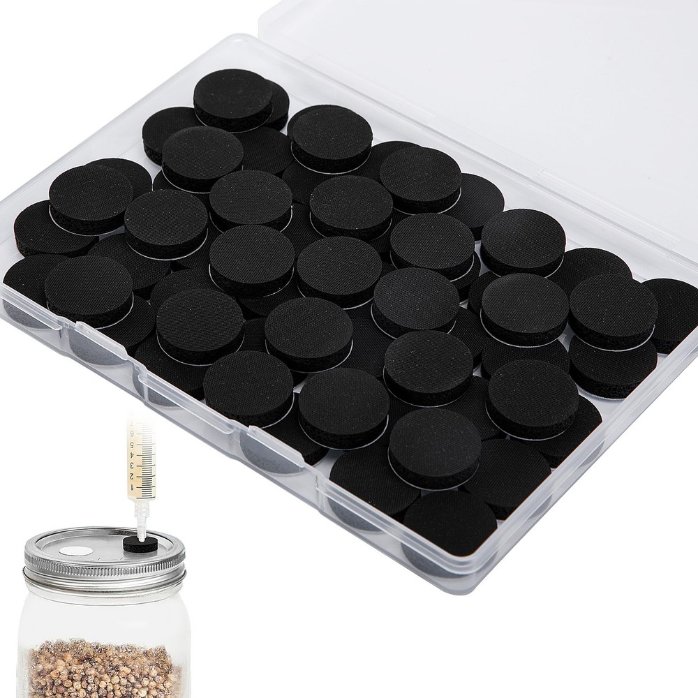 60pcs Self Healing Injection Ports, Adhesive Silicone Mushroom Bag Lid Plugs