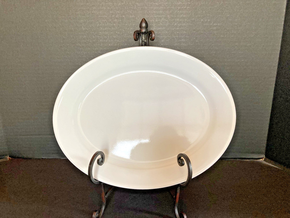 VINTAGE Corning Comcor Tableware Misty White 11.5” Oval Serving Plate MINT