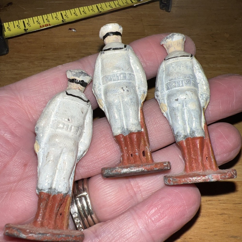 3 Vtg Die Cast Navy Sailor Mini Figures