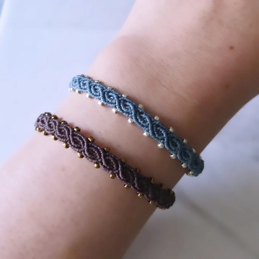 Handmade double ∞ bracelet (blue gray)