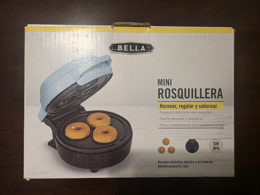 BELLA Mini Donut Maker Nonstick 3 Donut Electric Baker