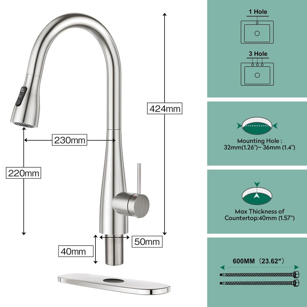 Infrared Sensor Kitchen Faucet,Touchless Kitchen Faucets with Pull Down Spray...