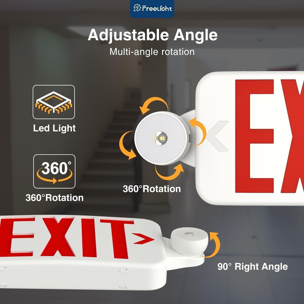 1 UNIT LED Exit Sign Emergency Lights Compact Combo FCC-Listed Wall or Ceiling