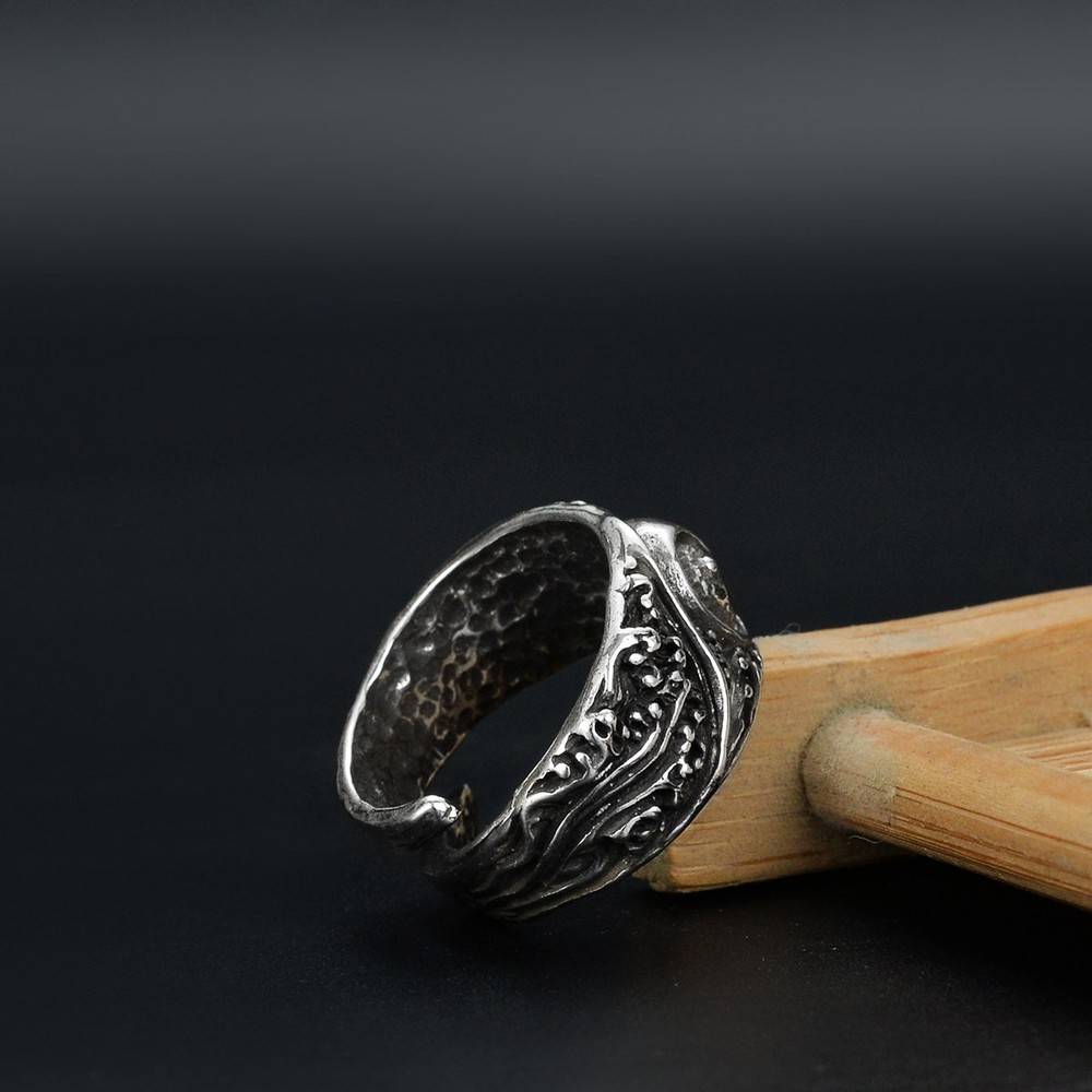 Tai Chi Ancient Silver Transport Ring Adjustable Men's Ring