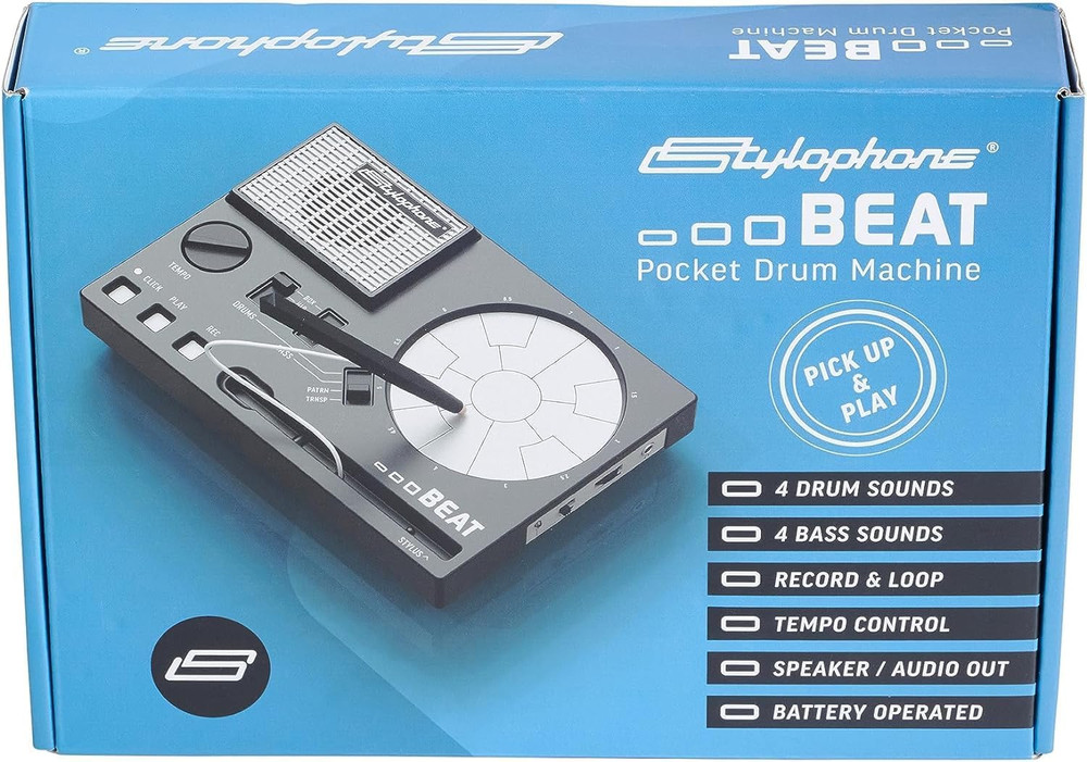 Compact Stylus Drum Machine | 4 Drum Kits & 4 Bass Sounds Drum Loop Machine