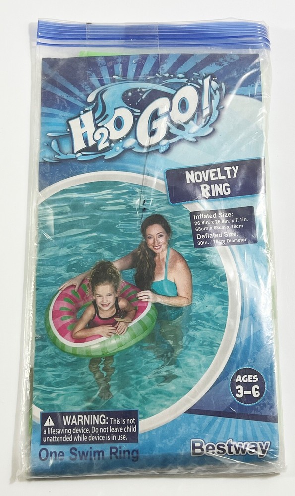 H2O Go!  Novelty Watermelon Slice Ring Pool Float Floaty 27” New!