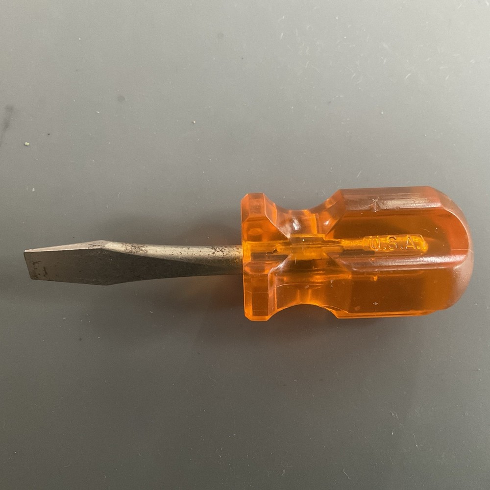 U.S.A.  Stubby Flat Head Screwdriver orange nice