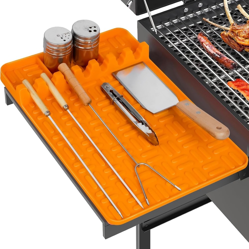 Silicone Spatula Mat Fit for Blackstone, Large Griddle Tools Mat with Drip Pad,