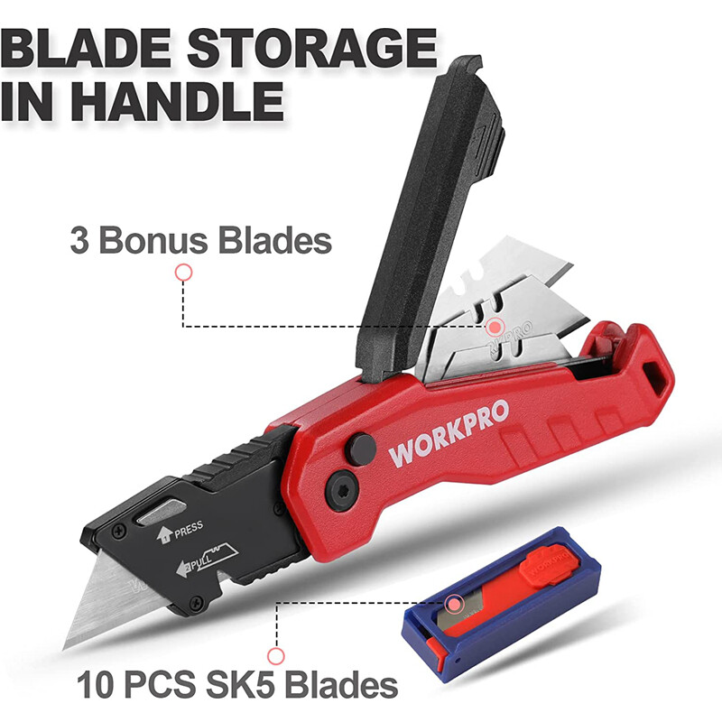 WORKPRO Folding Utility Knife Quick Change Box Cutter Razor Knife for Cartons